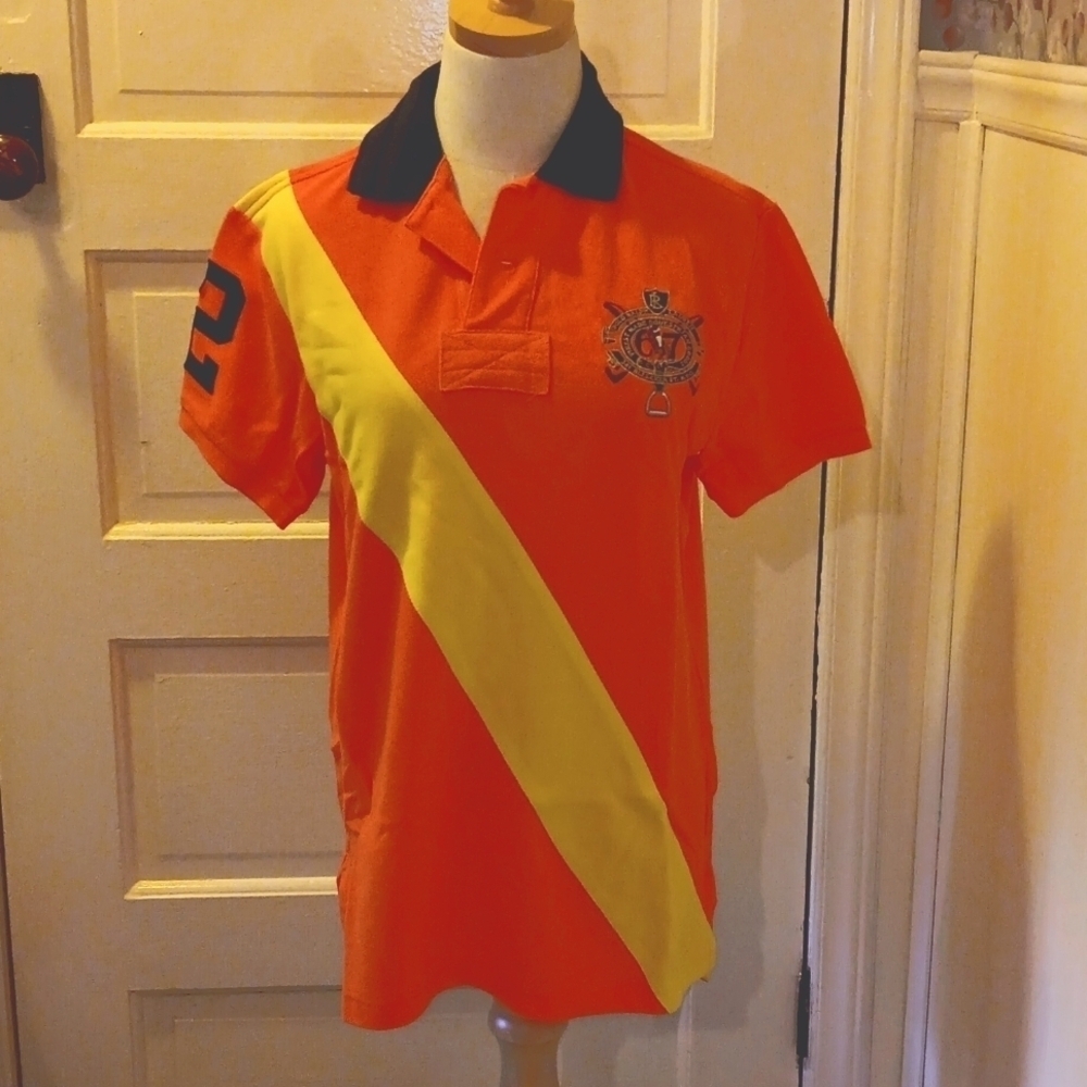 Vintage 1990s Y2K Polo Ralph Lauren color block equestrian crest patch medium